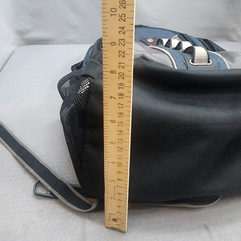Wenger Black Grey Blue Mesh Padded Backpack Laptop‎ Travel School Bag